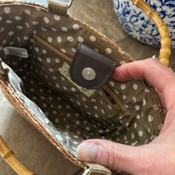 St John’s Bay Woven Wheat Straw Handbag-Bamboo Handles-Tan/Brown Color-EUC - Picture 9 of 16